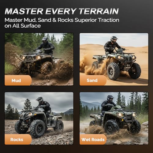 Image of TUFFIOM Set of 4 ATV /UTV All-terrain Tires 25x8-12 Front 25x10-12 Rear, 6 PR, Tubeless