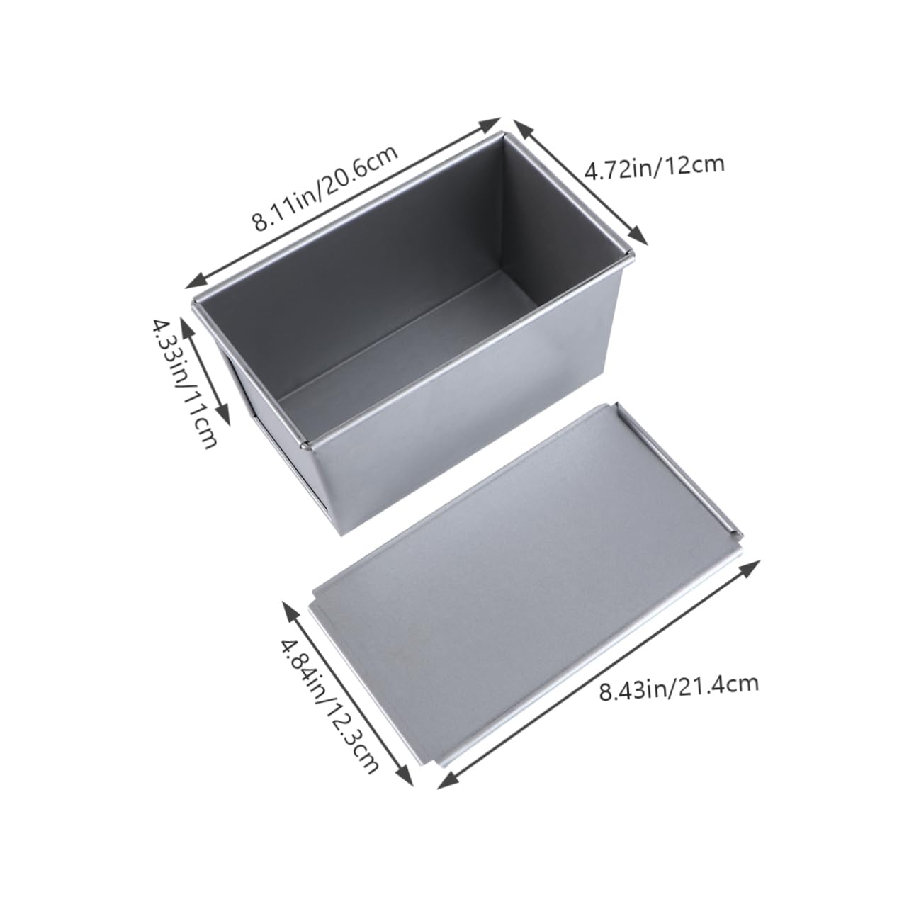 Rechteckige Toastform mit Deckel aus Aluminiumlegierung, Silber