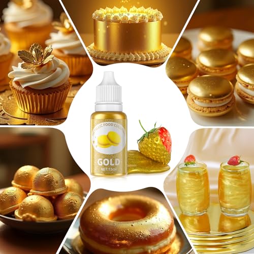 Image of Food Coloring Liquid Set - Wayin Rainbow Edible Food Dye , Gold Paint Food Grade for Cake Decorating, Baking, Easter Egg, Icing, Fondant, Cooking, Slime Making DIY Supplies Kit -8 Colors (15 ml) /Bottles