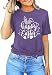Women Happy Easter T Shirt Bunny Rabbit Graphic T-Shirt Funny Letter Printed Shirts Short Sleeve Tops(Purple,Small)
