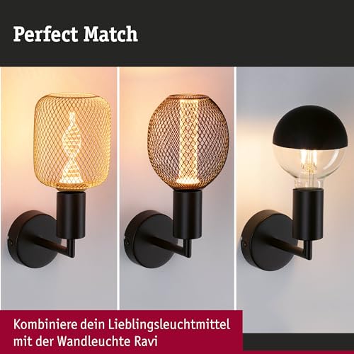 Paulmann 71139 Wall luminaire Ravi IP44 E27 max. 60W Black matt Wall luminaire lamp not Included - Image 4