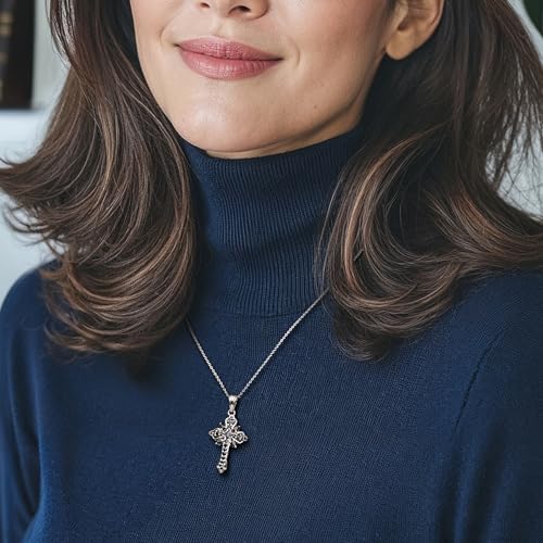 Ross-Simons 1.42 ct. t.w. Sapphire Cross Pendant Necklace in Sterling Silver. 18 inches2