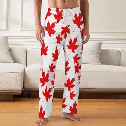 Canadian Maple Leaf Pattern Mens Pajama Pants Print Lounge Pant PJ Bottoms Sleepwear Loungewear2