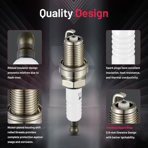 Image of BDFHYK Set of 6 Iridium Spark Plug Compatible with Integra Odyssey Accord Elantra Santa Fe Rio,1.5L 1.6L 2.0L 2.2L 3.0L 3.5L 4.5L L4 V6 V8,Replacement for 4503 PK16TT 000018KJ13 0031595403 0031598103