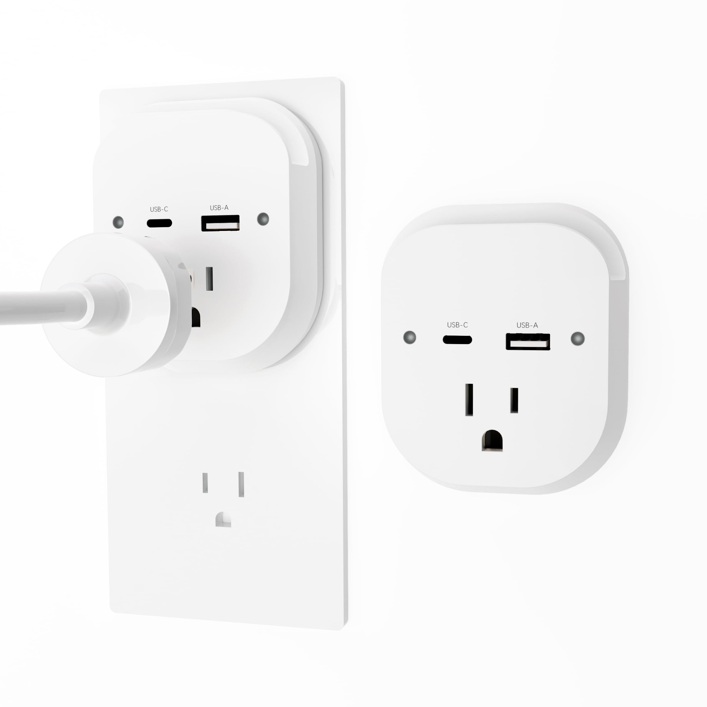 2 Pack Outlet Extender, Outlet Splitter Wall Outlet with PD 20W Type-C，USB Ports，1 Outlet , Wall Plugs for Outlets No Surge Protector Extension Plug