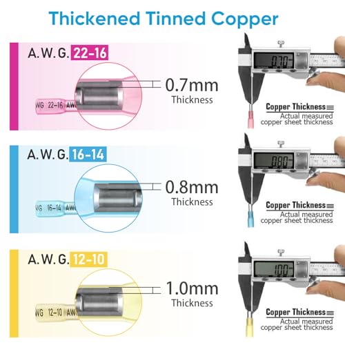 Image of TICONN 400 Pcs Heat Shrink Wire Connectors, Marine Crimp Ring Terminal Kit | Waterproof Seal, Corrosion Resistant Thick Tinned Copper, 3:1 Heat Shrink, Color-Coded Identification, Auto & Marine Use
