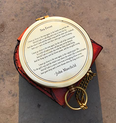 Brújula de bolsillo de latón grabada con poema miniatura 6
