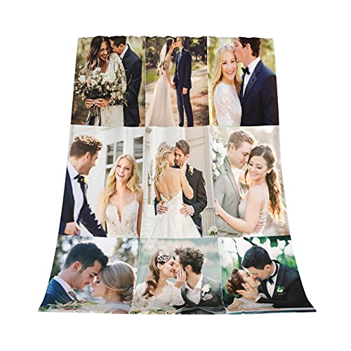 Nsipan Custom Weighted Blanket with Photo Text Personalized Flannel Throw Blanket Customized Picture Blanket Thick Weighted Blankets for Valentines Day Birthday Anniversary Memorial Gift