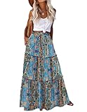 HOTOUCH Women's Skirts Elegant Maxi Skirts Elastic High Waist Long Skirt Summer Spring Floral Boho Skirts Casual A-Line Beach Skirt with Pockets Boho Paisley XL