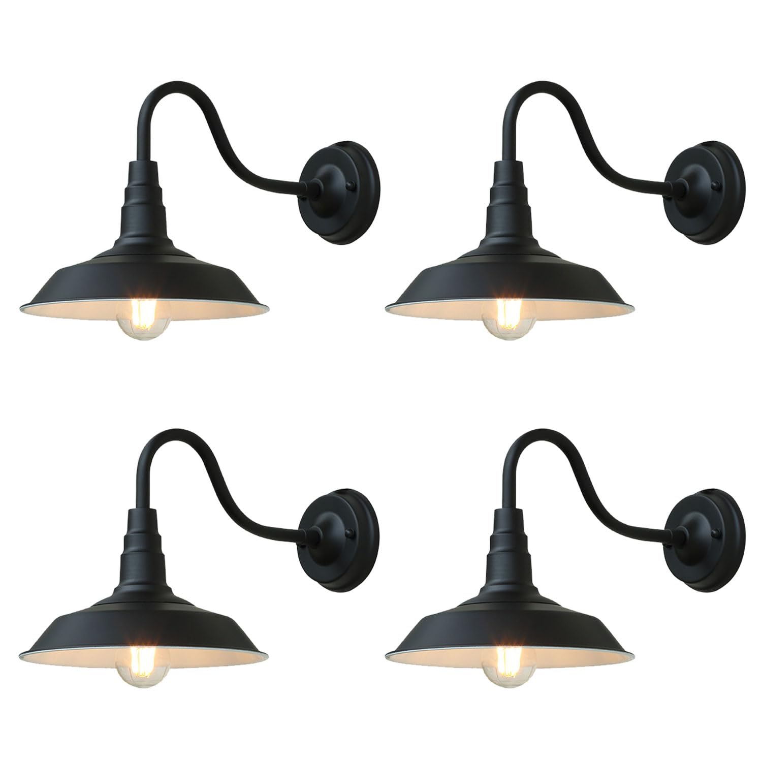 Moddeny Black Vintage Ip54 Waterproof Outdoor Wall Sconce 9.8 Inch Iron Gooseneck Exterior Wall Lamp Farmhouse Wall Mount Barn Light Retro Sconces For Porch, Garage, Patio Doorway