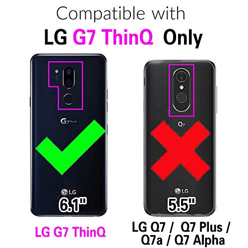 Compatible with LG G7 ThinQ Wallet Case and Tempered Glass Screen Protector Flip Card Holder Cell Phone Cover for LGG7 One G 7 Plus LG7 Fit LG7ThinQ 7G Thin Q G7+ G7thinq LGG7thinq Women Men Purple