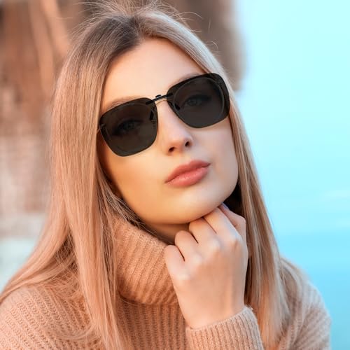 TJUTR Photochromic Clip On Flip Up Sunglasses Over Prescription Glasses, Polarized UV400 Protection Sun Glasses for Women Men4