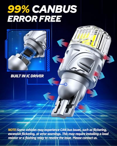 Image of AUTOONE White 921 912 LED Light Bulbs, 700% Brighter & 6500K White, T15 921 906 W16W LED Bulbs for Bulb Direct Back up Reverse Parking Light, 2PCS