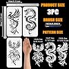 FINGERINSPIRE 3 PCS Dragon Phoenix Stencils for Painting with Brush 5.9x11.8inch Reusable Phoenix with Wings Template Hollowed Dragon Pattern Stencil Plastic Oriental Animal Theme Template for DIY #1