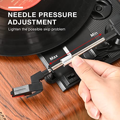 Compare Vinyl Record Player with Upgraded Speakers Needle Pressure