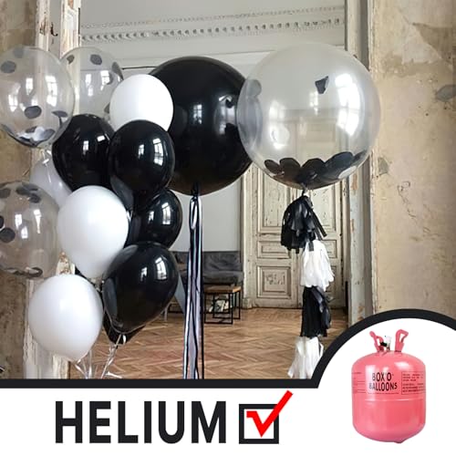 Image of PartyWoo Black Foil Balloons 6pcs Large Round Giant Jumbo 4D Balloons