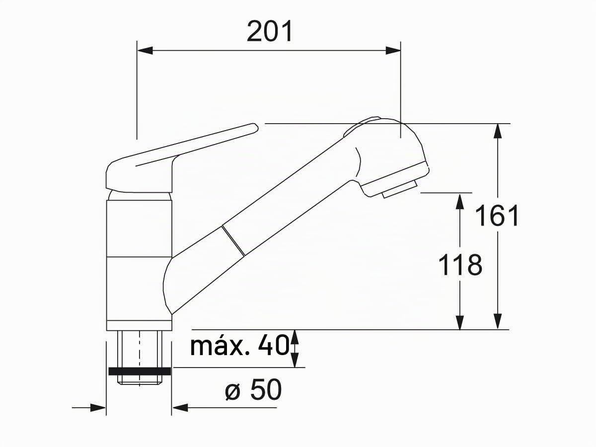 Franke 740 1150030731 - Grifo monomando para fregadero, alta presión, rociador extraíble, color blanco