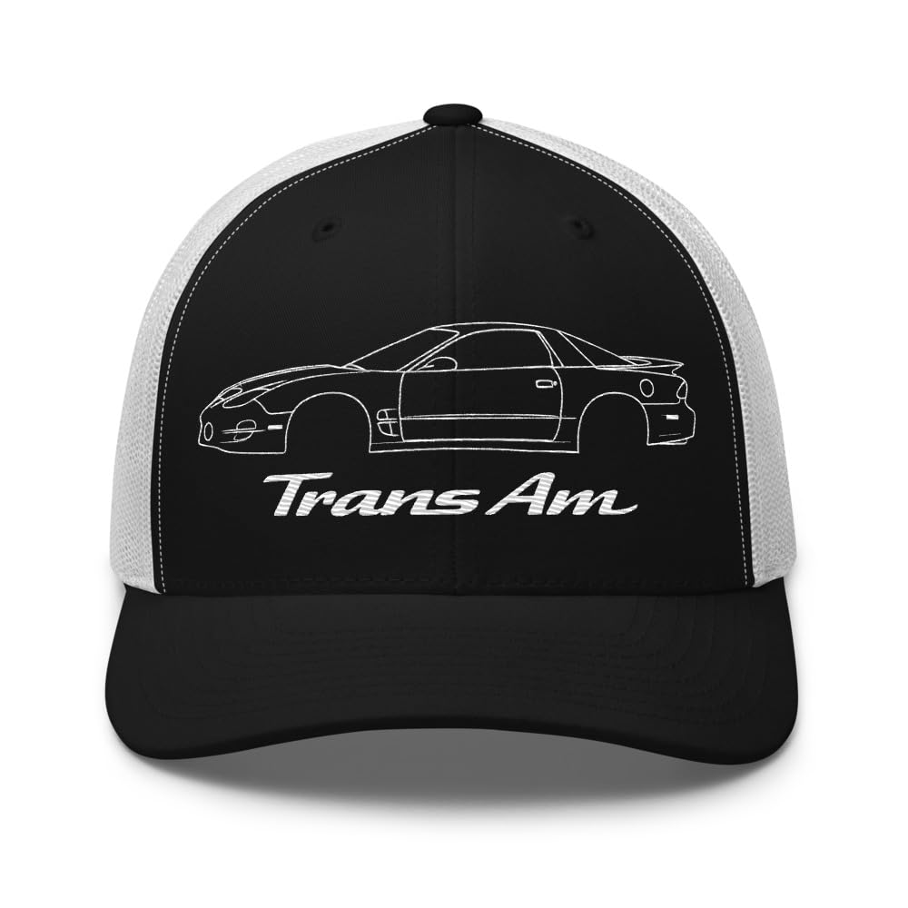 2002 Trans Am WS6 Trucker Hat Outline Art Czwarta generacja Muscle Car haftowana siatka tylna czapka