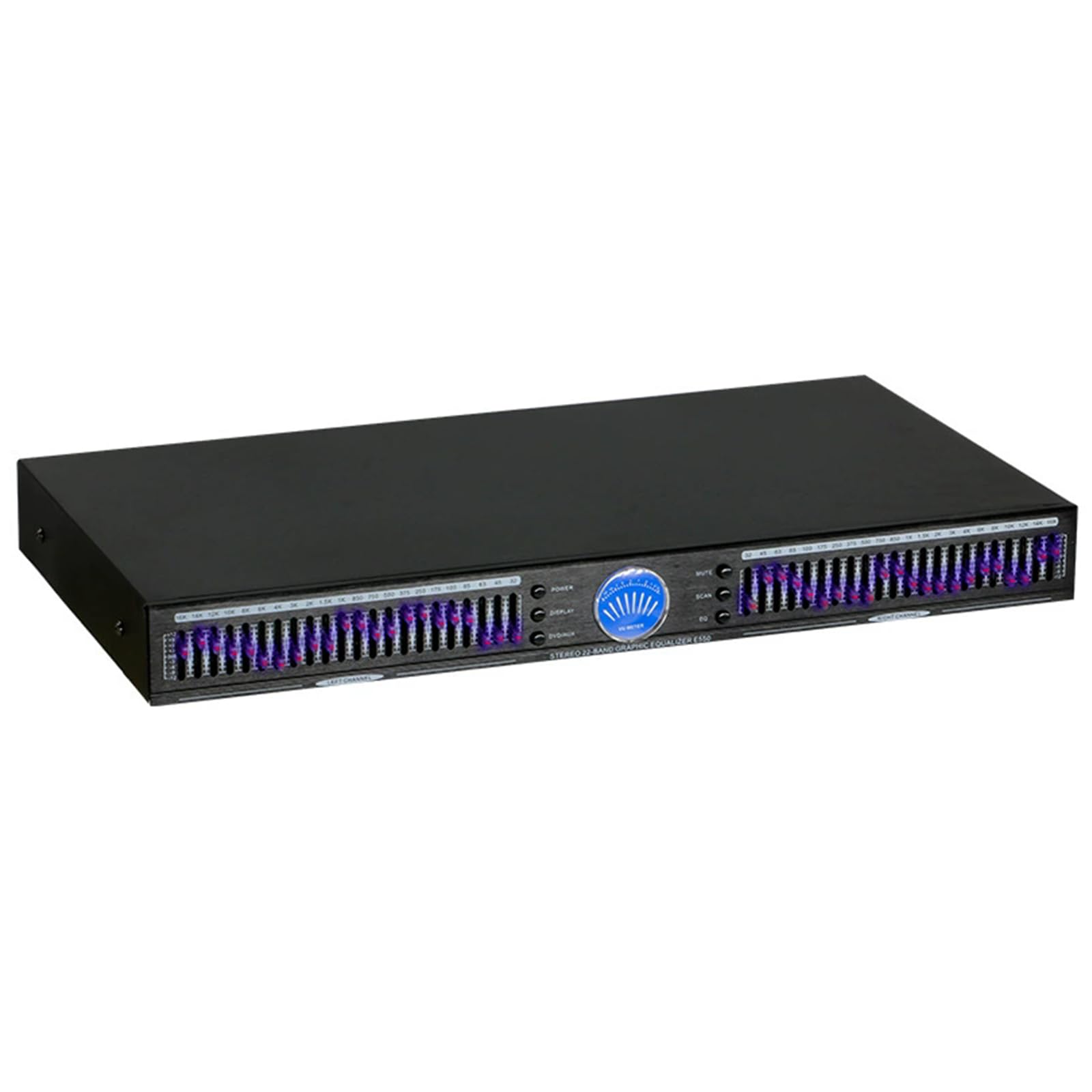 Equalizzatore Grafico Stereo a 22 Bande, Equalizzatore Audio Hi-Fi, Riduzione Automatica del Rumore, con 10 Effetti Preimpostati, Montaggio su Rack 1U a Doppio Canale