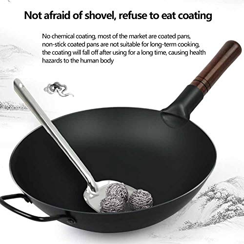 Wok de hierro para cocina 30 cm sin recubrimiento miniatura 2