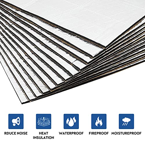 276Mil 10.76Sqft Sound Deadener Mat For Cars -Heat Shield Mat - Car Sound Dampening Material -Moistureproof Waterproof- Automobile Insulation Sound Deadener 10 Sheets (15.7"X9.8"） #TOP4