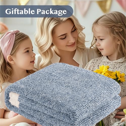 WRENSONGE Throw Blanket Cationic Dyeing Blue Soft Cozy Fluffy Warm Hand Made Weave Throw Blankets for Couch, Sofa, Chair, Bed, Camping, Picnic, Travel Lightweight Bed Blanket - 60"*80"