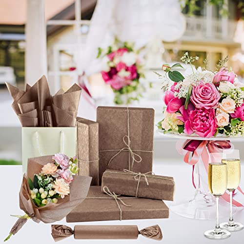 Image of NEBURORA 60 Sheets Brown Tissue Paper Set Gift Wrap Paper(Brown)