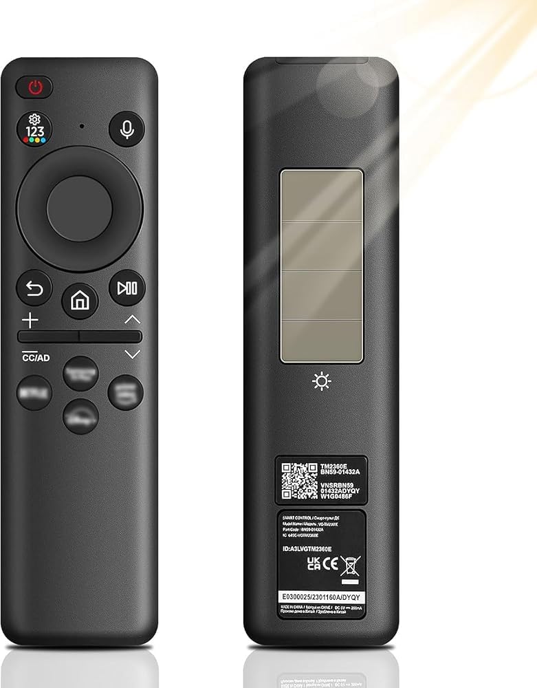 Telecomando di ricambio per Samsung, BN59-01432A a ricarica solare, telecomando vocale per Samsung Smart TV, universale per telecomandi Sam-Sung TV Neo LED Smart 4K HD TV, nero