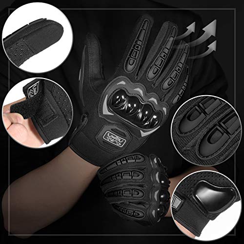Image of COFIT Motorcycle Gloves Breathable, Touchscreen Motorbike Gloves Anti-Slip with Good Grip Hard Knuckles Protection for Men Women Motocross, BMX ATV MTB Cycling, Road Racing - Black XXXL