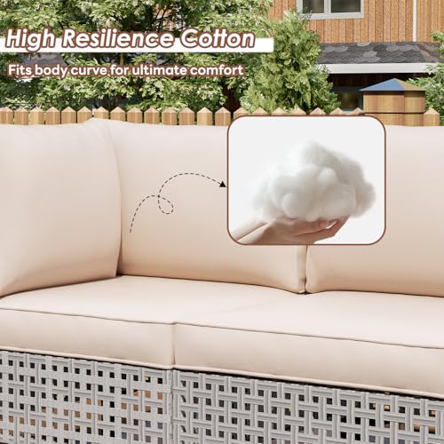 TIMSATIO 7-Piece Outdoor Patio Furniture Set, All-Weather Rattan Sectional Sofa with Thick Cushions, Modular Conversation Set for Poolside Deck Backyard Porch, Coffee Table (Gray Rattan-Beige Cover) - Image 5