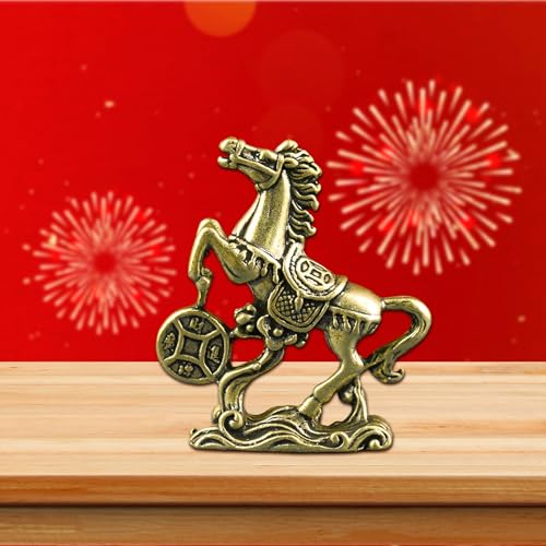 Set de 2 estatuas de caballo de latón Feng Shui miniatura 6