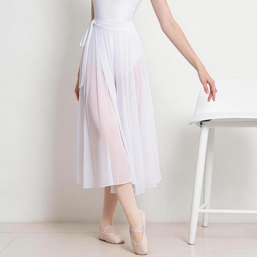 ROYAL SMEELA Jupe de Ballet Robe de Tutu de Ballet Maille Jupe Danse Ballet Vêtements de Danse Attacher Costume de Danse de Base Ballerine Jupe Portefeuille Justaucorps Jupe de Danse Classique