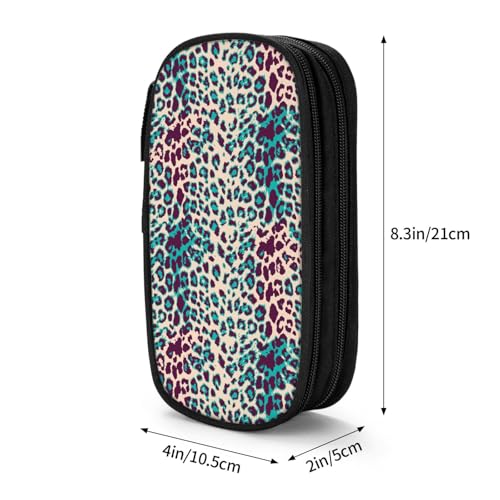 Image of Perinsto Leopard Animal Skin Pencil Case Big Capacity Multi Compartment Stationery Box Pencil Pouch Holder Desk Organizer For School Office Home