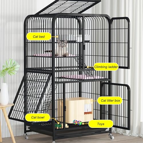 Grande cage pour chats d'intérieur spacieuse avec plateforme de saut multifonctionnelle