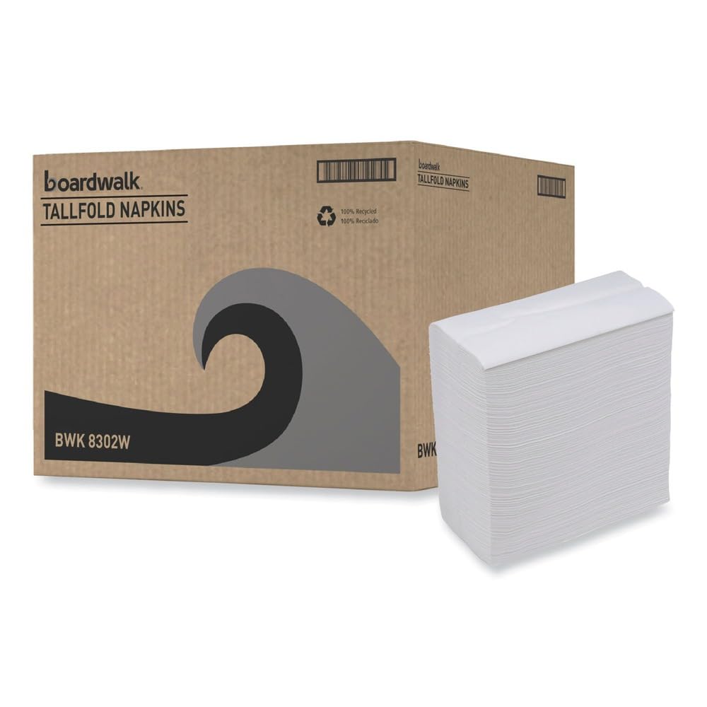 Boardwalk BWK8302 - Servilletas Pequeñas Desechables Dispensadoras de 30,5 x 17,8 cm, Color Blanco (500 Unidades, 20 Paquetes/Caja)