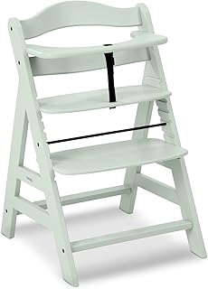 hauck Alpha+, Mint - Wooden High Chair 6 Months to Adult Sustainable FSC® Certified Beechwood Toddler Feeding and Entertainment Chair, Inclusive 5-Point Harness Bumper Bar Crotch Strap