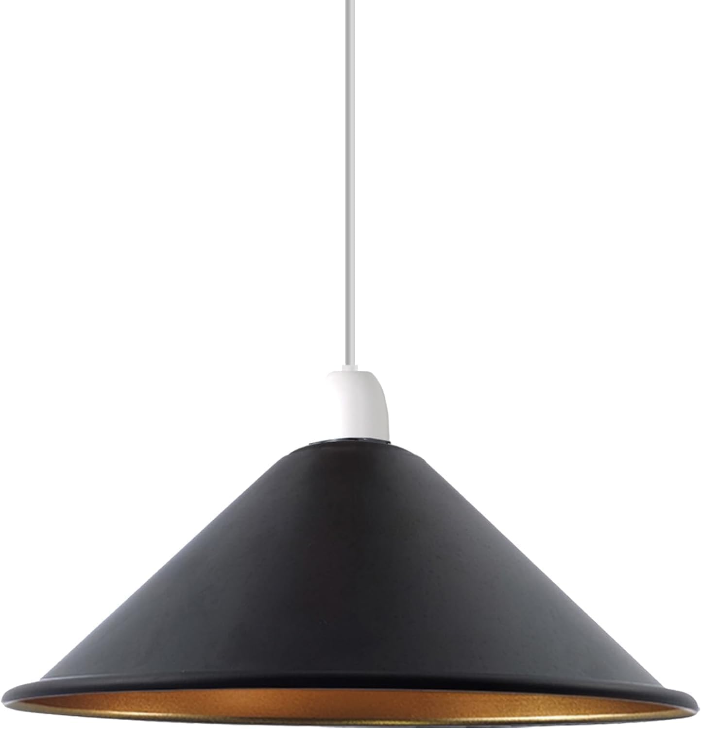 LEDSone Modern Industrial Metal Easy Fit 22cm Cone Shape Pendant Ceiling Light Lampshade for Bed Room Kitchen Living Room Conservatory Dining Room (Black Inner Gold) โ image 1