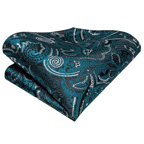 Image of Hi-Tie Paisley Floral Ties Set for Men Silk Mens Stripes Necktie Pocket Square Cufflinks Set Formal Business