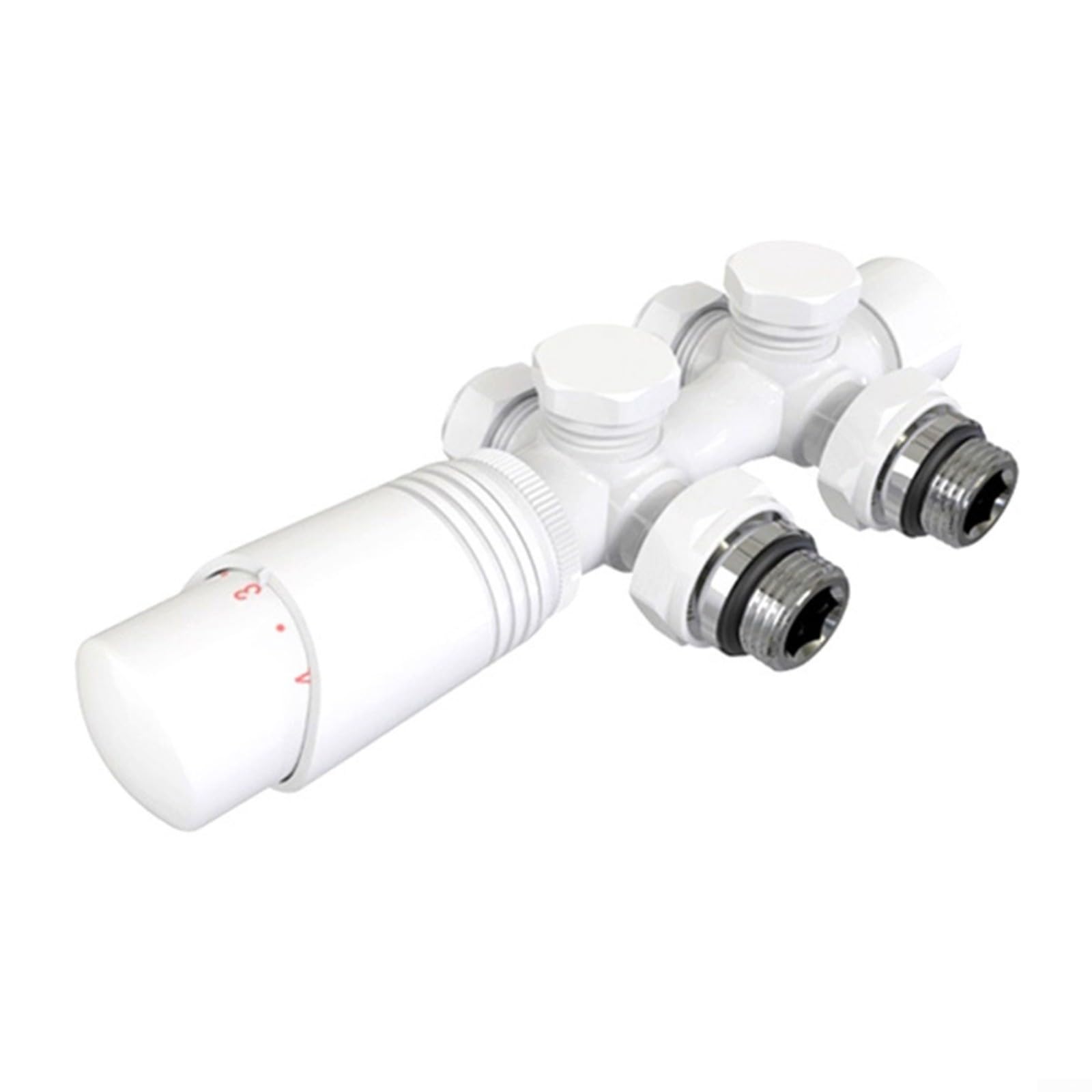 Valvola termostatica per termosifone da 1/2" per scaldasalviette, testa in ottone TRV con sensore liquido, distanza tra i centri di 50 mm, finitura cromata (bianco)