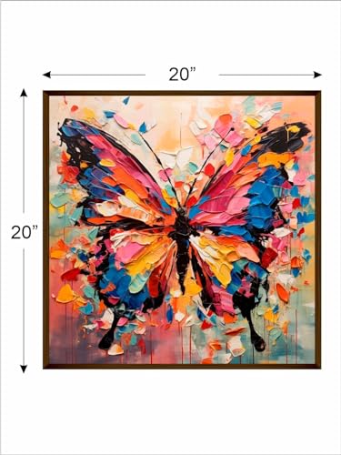Image of Artsense Painting for wall decoration Abstract wall painting for living- Colorful butterfly painting for home decoration with frame-Multicolor /20x20 inches /(50x50 cm)