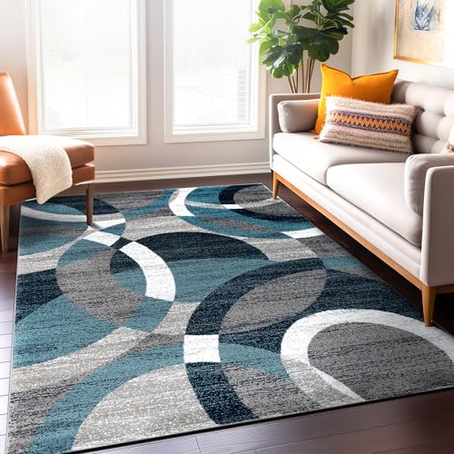 Rugshop Contemporary Abstract Circles Perfect for high Traffic Areas of Your Living Room,Bedroom,Home Office,Kitchen Area Rug 5'3
