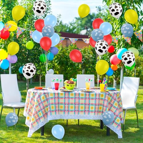 Biapian Toy Inspired Story Balloons, 12 Inch Red Blue Yellow Balloons With Cow Print Sky Blue Cloud Balloons For Kids Boys Girls Inspired Story Party Themed Party Decor Decorations thumb #7