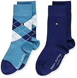  Tommy Hilfiger Jungen TH Kids ORIGINAL Argyle 2P Socken, Türkis (Real Teal 005), 23-26 (Herstellergröße: 23/26) (2erPack)