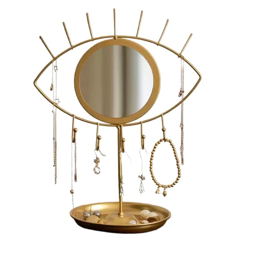 QINGGANG-0224 jewelry organizer Creative Metal Jewelry Rack With Mirrors Necklace for dressing table