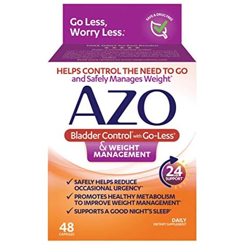 AZO Bladder Control with Go-Less® & Weight Management Dietary Supplement | Helps Reduce Occasional Urgency* | Promotes Healthy Metabolism* | Supports a Good Night’s Sleep* | 48 Capsules Cover