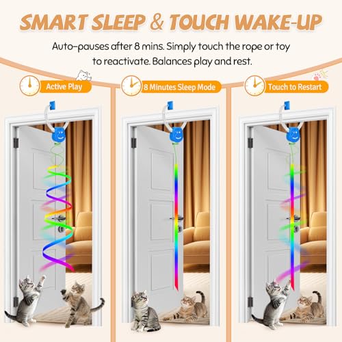 Image of Door Frame Cat Toy for Indoor Cats, Automatic Hanging Toy | Interactive cat toys for indoor cats with 2 play modes: automatic bouncing and rotating; hangs from door frames.