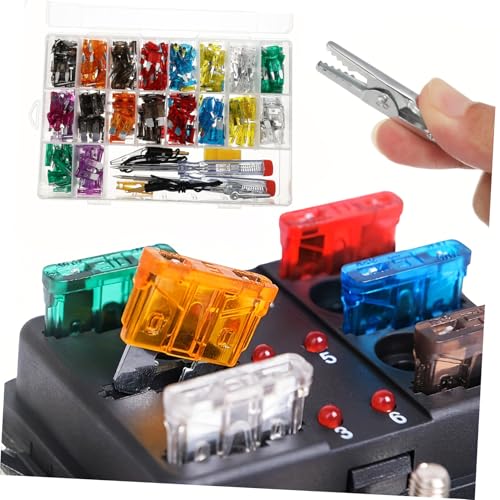 Kit automotriz de fusibles HEALLILY con probador y extractor de fusibles, incluye estuche portátil de almacenamiento miniatura 3