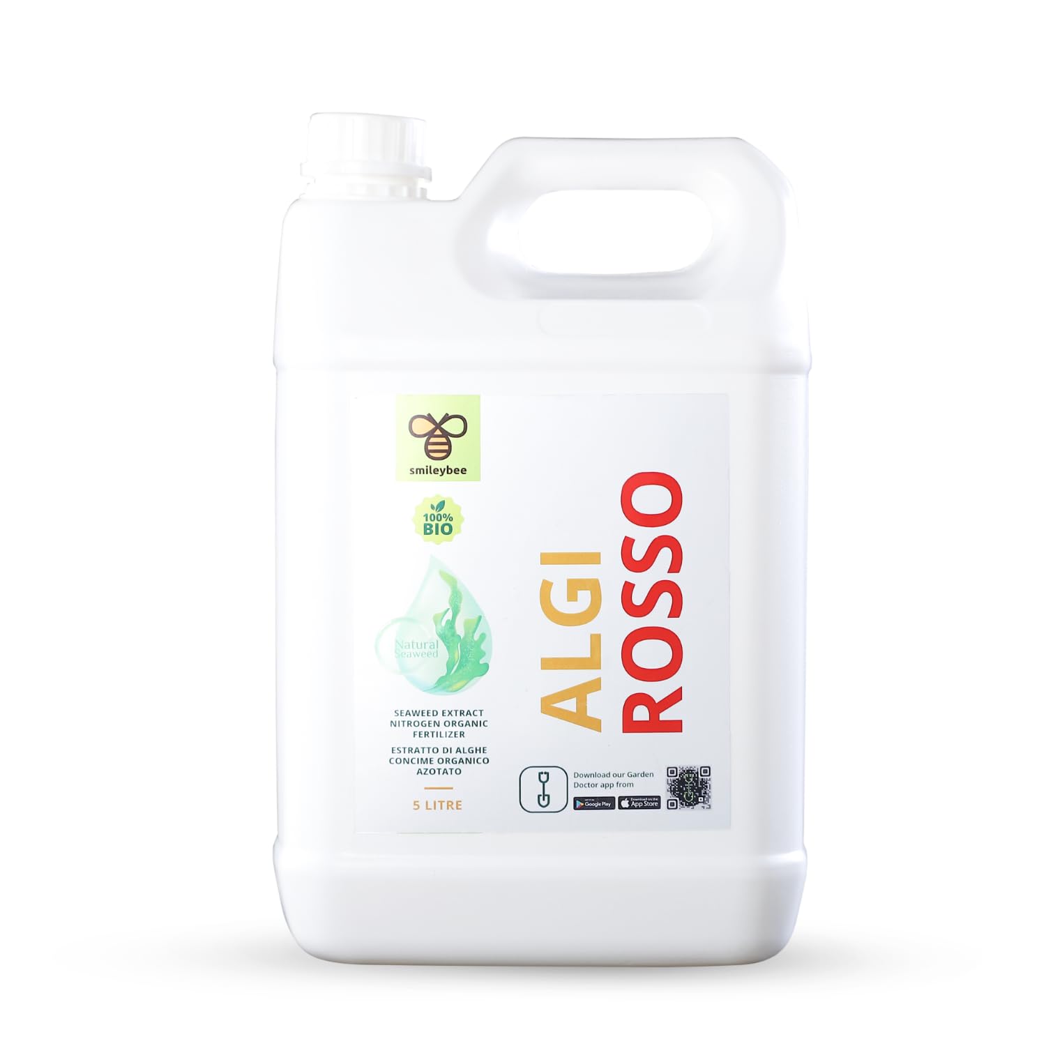 Algirosso Biostimolante 100% Biologico per Piante - Concime Alga Fertilizzante, Aumenta l'Energia Germinativa e Incrementa l'Attività delle Radici - 5 Litri