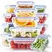 [15-Pack] Glass Containers for Food Storage with Lids, Meal Prep Containers for Kitchen, Home Use, Lunch Container with Easy Snap, Airtight and Leakproof Lid