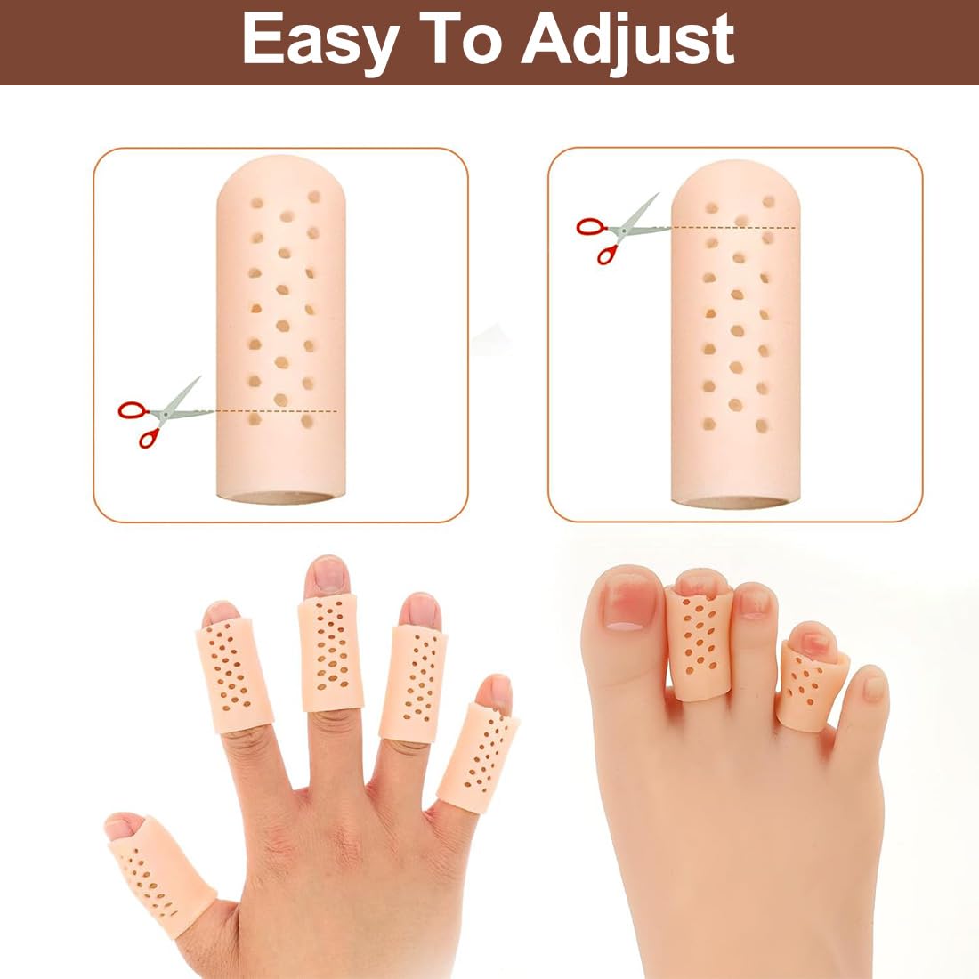 Lot de 12 Protège-Doigts en Gel de Silicone,Protection du Pouce,Protection du Bout des Doigts Après Blessure,pour Déclencher les Doigts, Fissuration des Doigts(Couleur de Peau)